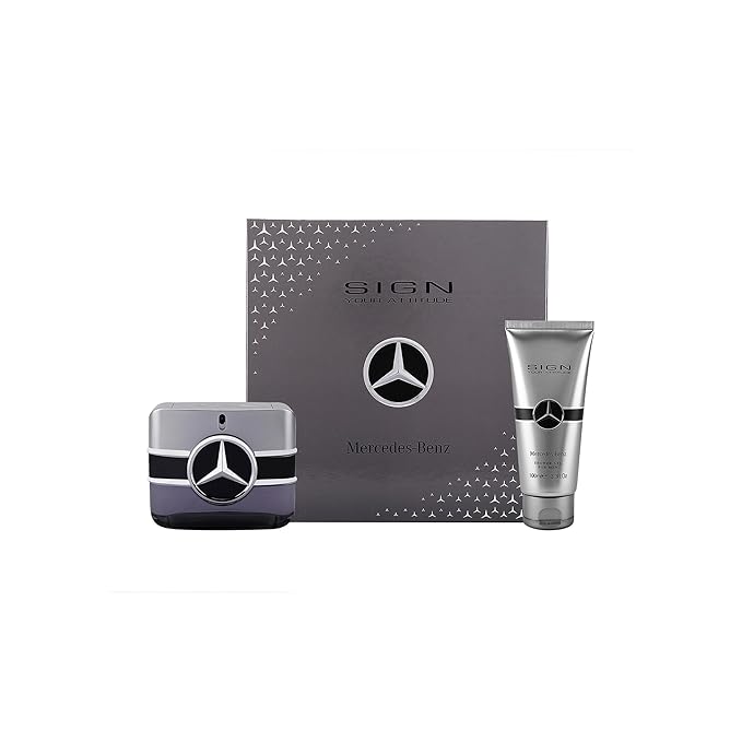 Mercedes-Benz Sign Your Attitude Giftset - Mens Cologne Set - Eau de Toilette Cologne for Men - Mens Body Wash - Bergamot, Amber Fragrances - 2 Pc