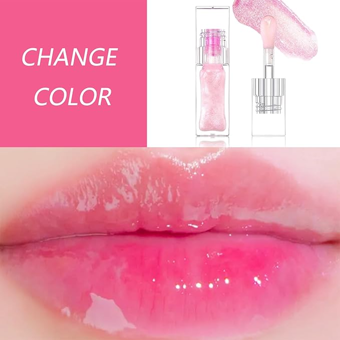 Magic Color Changing Lip Oil, Hydrating Lip Glow Oil V2, Gloss Tinted Lip Balm Transparent Lip Care, Long Lasting Nourishing Non-sticky Fresh Texture