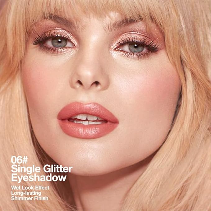 Monochrome Pressed Eyeshadow, Waterproof Neutral Powde Mini Shimmer Rose Gold Brown Eyeshadow, sombras para ojos, Talc, Paraben & Cruelty Free (H06#Shimmer Rose Gold Brown)