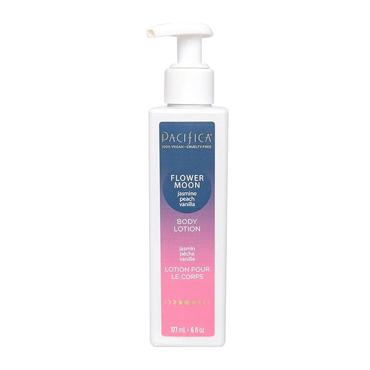 Pacifica Body Lotion - Flower Moon Body Moisturizer - Plant Powered Aromatherapy - Scented Jasmine, Peach, Vanilla Scent - Shea Butter Hand Lotion - Clean Vegan & Cruelty-Free Dermatologist Tested