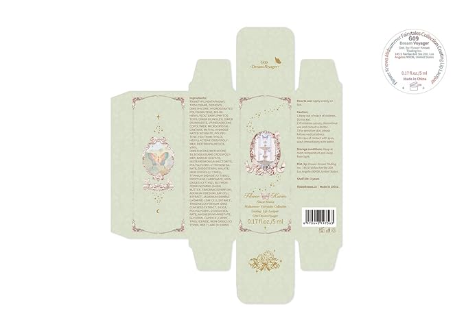 Flower Knows Midsummer Fairytales Lip Gloss-Glowy Moisturizing Coating Lip Lacquer-Hydrating Tinted Lip Oil for Girls&Women-Vegan & Cruelty Free-0.17Fl Oz(G09 Dream Voyager)