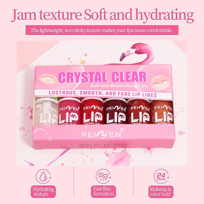 6 Color Lip Oil, Big Brush Head Hydrating Big