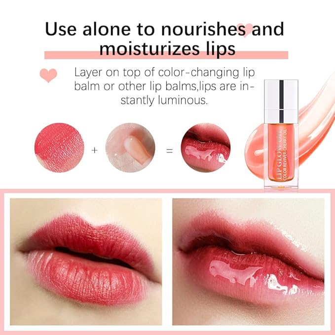 Hydrating Lip Glow Oil, Moisturizing Lip Glow Oil, Nourishing Glossy Transparent Lip Oil, Plumping Lip Oil, Lip Balm, Non-sticky Tinted Toot Lip Balm for Lip Care (ALOE) 0.2 OZ