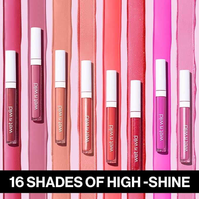 wet n wild MegaSlicks Lip Gloss, Ultra-Glossy, Vitamin-E Enriched, Ultra-Gloss High Shine Moisturizing, Cruelty-Free & Vegan - That's My Jam