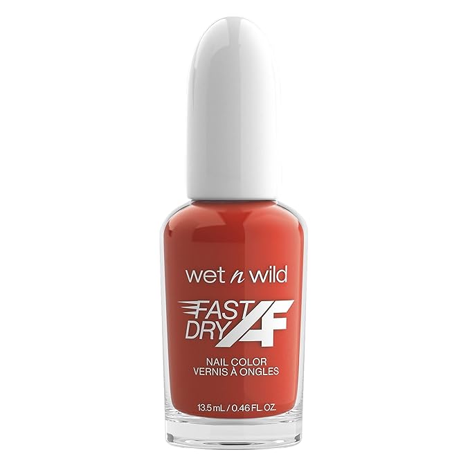 wet n wild Fast Dry AF Nail Polish Color, Orange-Red Toasted | Quick Drying - 40 Seconds | Long Lasting - 5 Days, Shine (Pack of 2)
