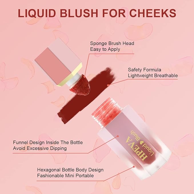 Liquid Blush for Cheeks,Soft Cream Matte Korean Makeup Blush,Lightweight Breathable Feel Long Lasting Natural Red Pink Peach Orange Rose Creamy Face Blushes for White Mature Skin Dark Skin (#07-Blessing)
