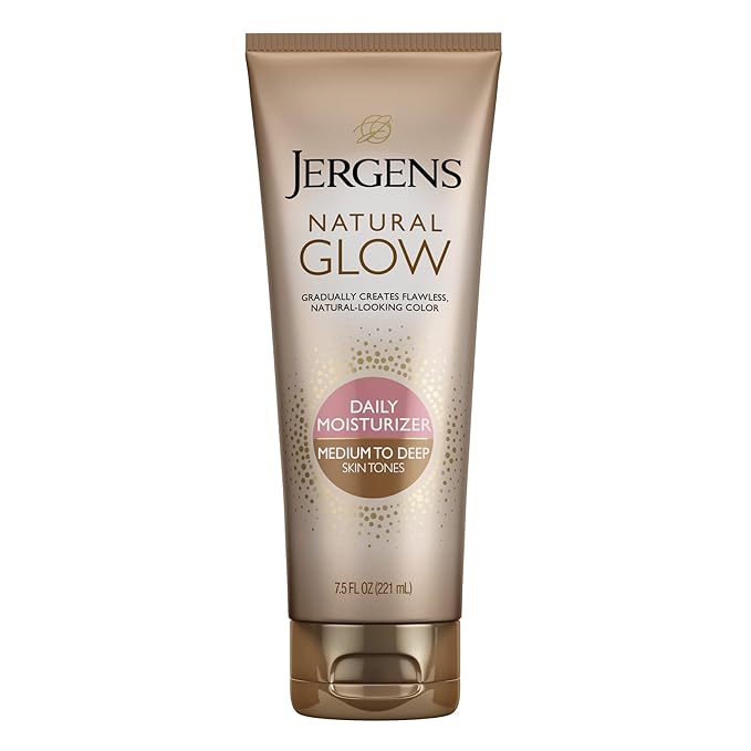 Jergens Natural Glow Self Tanner Face Moisturizer, SPF 20 Facial Sunscreen & Natural Glow Self Tanner Lotion, Daily Sunless Fake Tanning, Medium to Deep Skin Tone