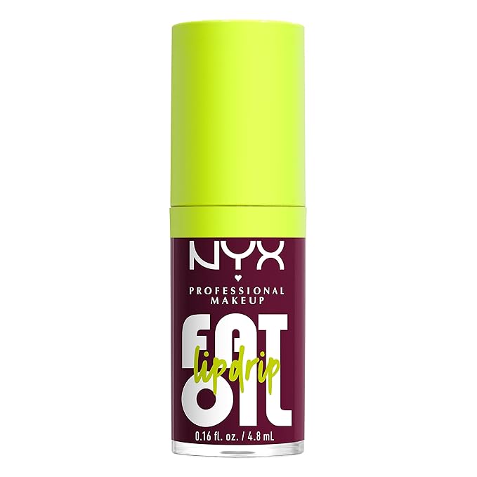 NYX PROFESSIONAL MAKEUP Fat Oil Lip Drip, Moisturizing Lip Oil Gloss, Vegan Tinted Formula, Up to 12 HR Hydration - That's Chic (Deep Berry)