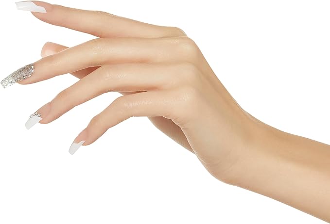 KISS Premium Classy Fake Nails - Stay Modish, Long & Square, Super Glam, Jewel Accents, Waterproof, Smudge Proof, No Dry Time, Durable, Takes Minutes, Quick & Easy | 30 Count