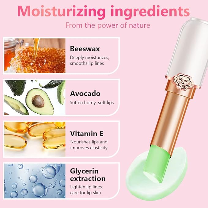 evpct 2Pcs Aloe Vera Tinted Lip Balms PH Lip Color Changing Lipstick Balm Stain Gift Set Queen for Women Girls Korean Mood Long Lasting Color Change Light Pink Lipstick Lip Tint Plumper Gloss