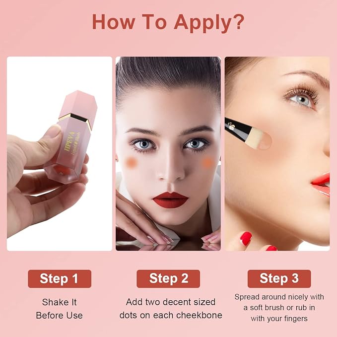 Liquid Blush for Cheeks,Soft Cream Matte Korean Makeup Blush,Lightweight Breathable Feel Long Lasting Natural Red Pink Peach Orange Rose Creamy Face Blushes for White Mature Skin Dark Skin (#07-Blessing)