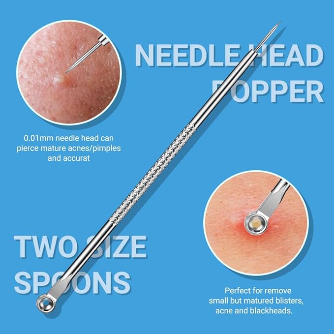 TsMADDTs Blackhead Remover Tools, Ingrown Hair Tweezers, Pimple Popper Tool Kit, Blackhead Extractor, Eyebrows Tweezers for Women Facial Hair Razors