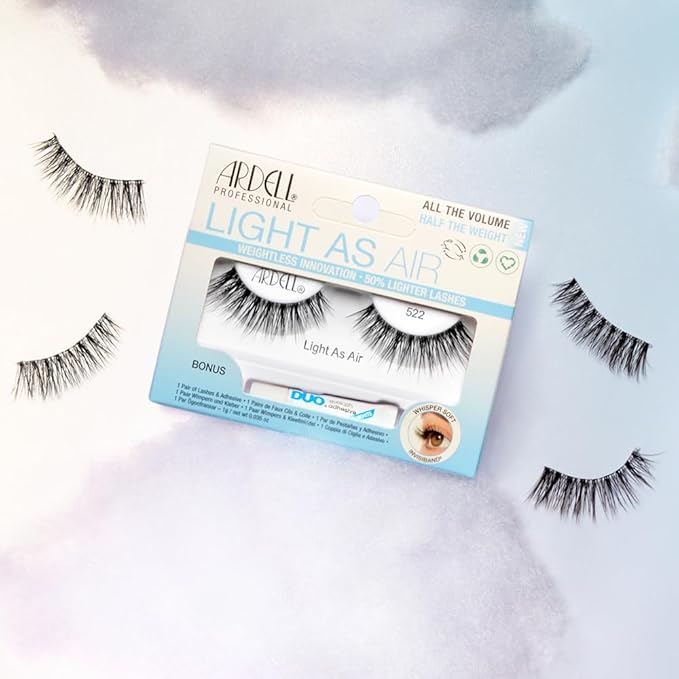 Ardell Light as Air 522 Lashes - Ultra Lightweight False Eyelashes, Comfortable Fit, 4 Pairs Pack