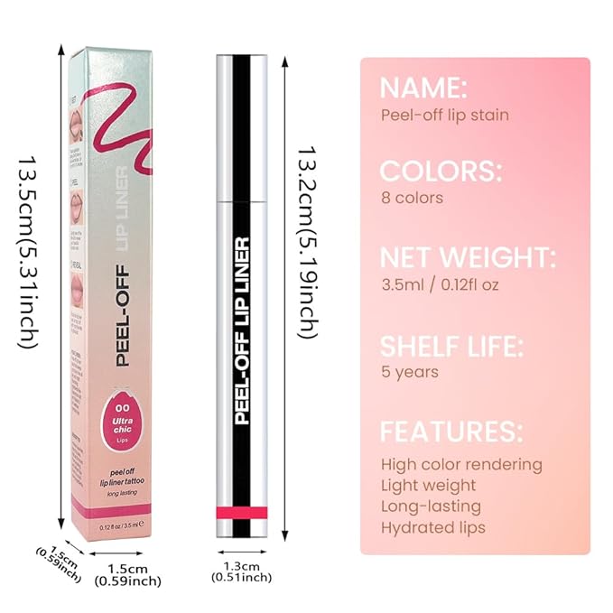 Matte Lip Gloss Stain-Peel Off Lip Liner Tattoo, Delicate Pink Lip Tint,Long Lasting Peel Off Lip Stain, Waterproof Transfer-proof Lip Mask Lip Liner Peel Off Lip Gloss,Stayn Lip Makeup. #00