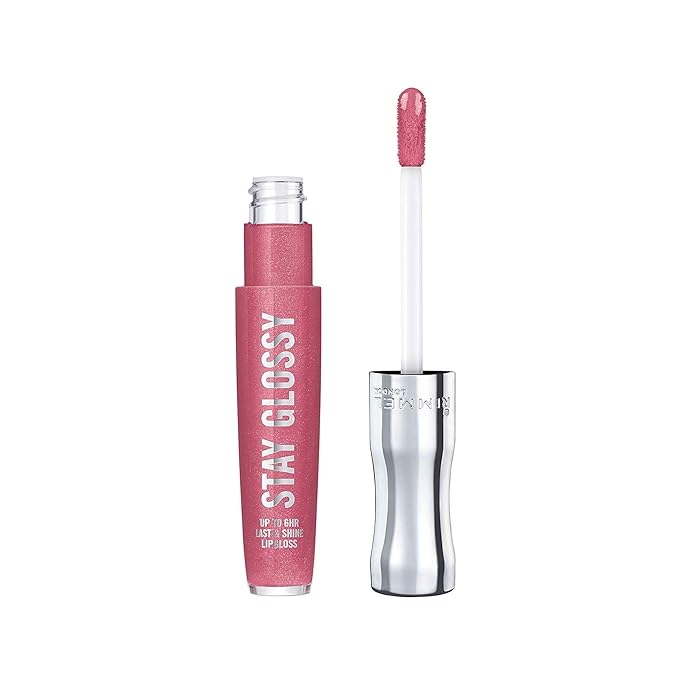 Rimmel Stay Glossy 6HR Lip Gloss, Stay My Rose, 0.18 Fl Oz (Pack of 8)