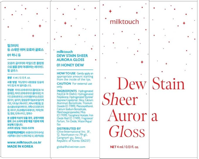 MILKTOUCH Dew Stain Sheer Lip Gloss (01 Honey Dew, 0.14 Fl Oz (Pack of 1))