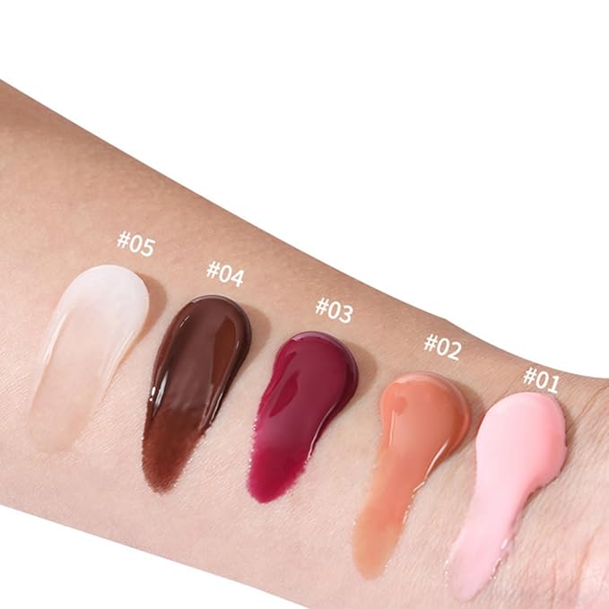 MAEPEOR Lip Glowy Balm 5 Colors Plumping Hydrating Lip Butter Balm and Nourishing Lip Care Lip Treatment Glossy Finish Non-sticky Tinted Lip Balm (04 Espresso)