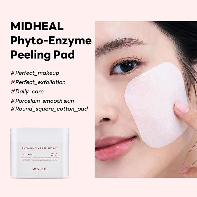 MEDIHEAL Phyto Enzyme Peeling Gauze Pads - Vegan Face Resurfacing Pore Tightening with LHA & Papaya Enzymes - Exfoliating Pads, 90