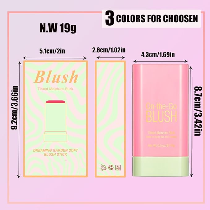 Cream Blush Stick on Cheeks Eyes and Lips, Moisturizer Stick