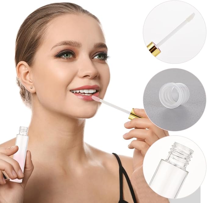 GORGECRAFT 8PCS 10ml Empty Lip Gloss Tubes with Wand Tip Refillable Lipgloss Balm Bottle Clear Plastic Cosmetic Gloss Container Lipstick Bottle with Droppers Funnel for Travel DIY Lip Samples