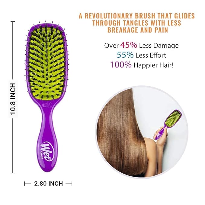 Wet Brush Marble Bronze Shine Enhancer Paddle Brush - Detangler with Ultra Soft Bristles, Infused With Natural Argan Oil, Shiny & Smooth Hair, Wet or Dry, All Hair Types