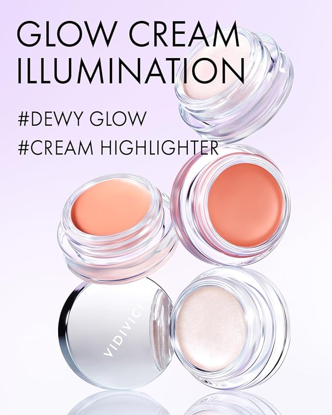 VIDIVICI Millennial Glow Cream Illumination - Creamy Light Face Luminizer Highlighter for Dewy, Glow Makeup - Ultra Fine and Light Reflecting Particles, 0.21oz.