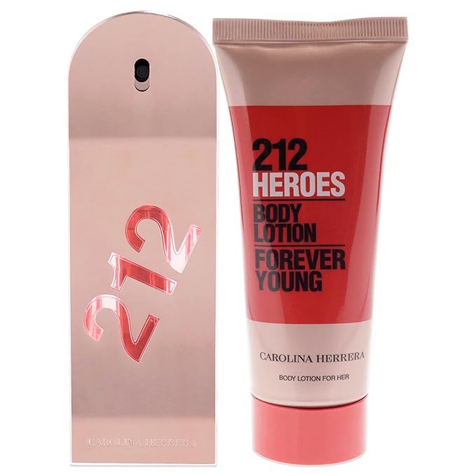 Carolina Herrera 212 Heroes Forever Young 2.7oz EDP Spray, 3.4oz Body Lotion Women 2 Pc Gift Set