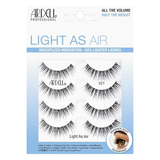 Ardell Light As Air 521 Lashes - Lightweight Natural False Eyelashes, Soft and Comfortable, 4 Pairs