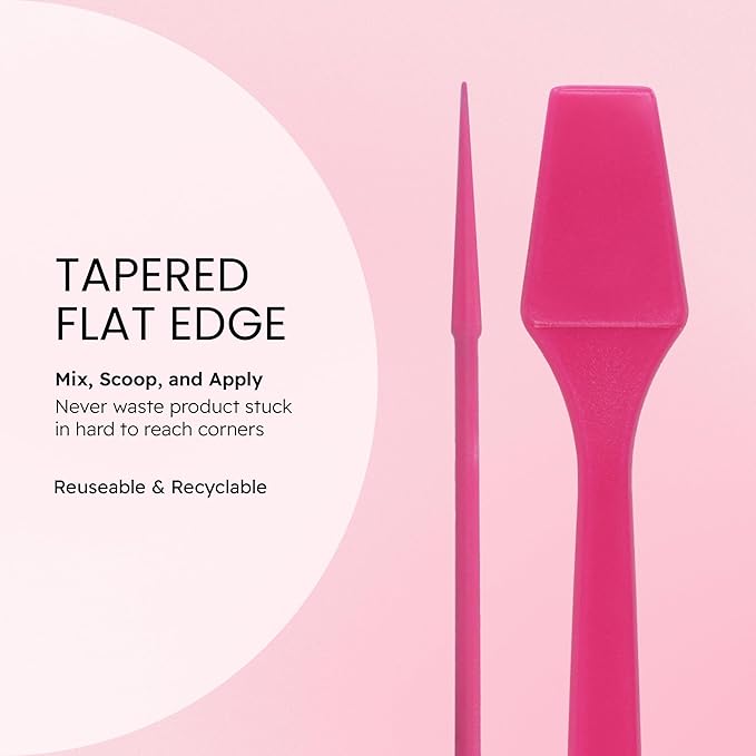 PANA 100pcs Brand Cosmetic Make Up Disposable Plastic 2.5" Spatulas Skin Care Facial Cream Mask Spatula (100 Pieces in a Container) (PINK)