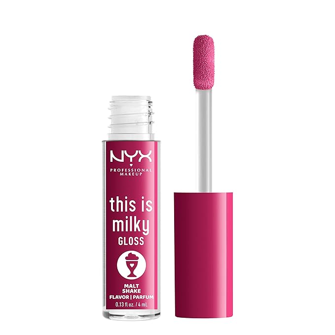NYX PROFESSIONAL MAKEUP This Is Milky Gloss, Lip Gloss with 12 Hour Hydration, Vegan - Malt Shake (Warm Red)