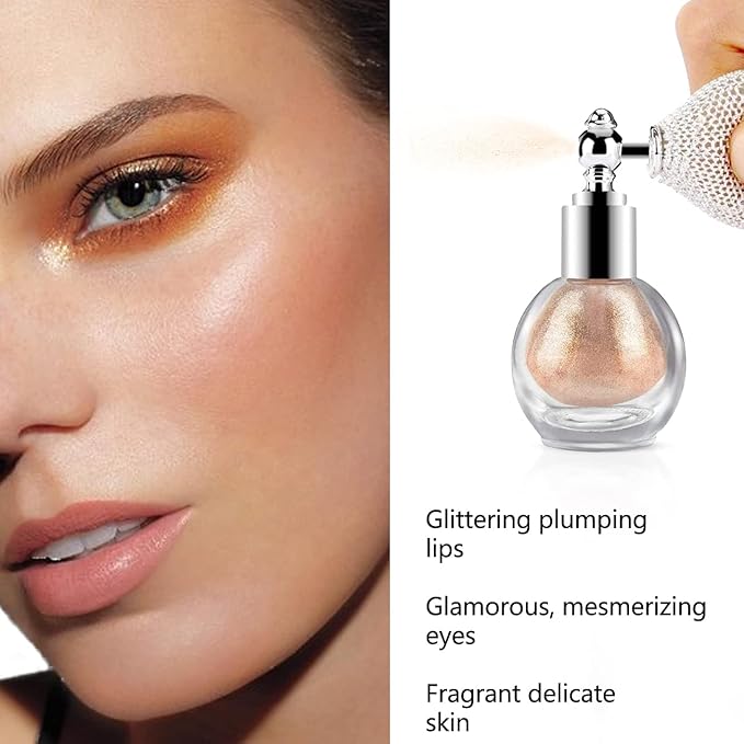 Highlighter Powder Spray, Ksndurn Ivory White Glitter High Gloss Spray - Shimmer Sparkle Powder Makeup Spray