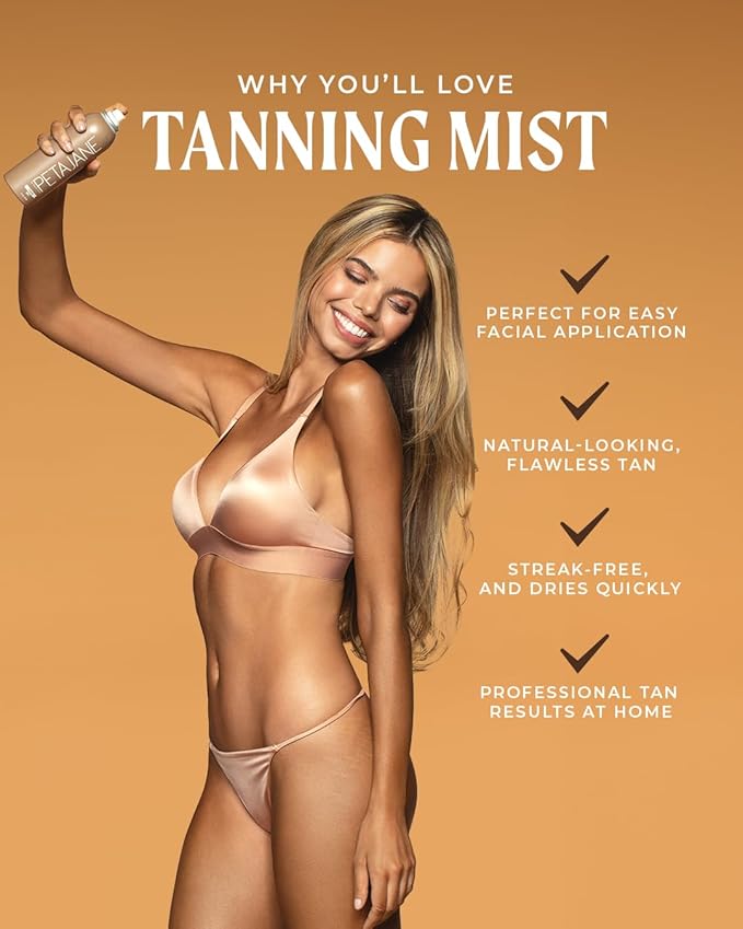 Natural Sunless Tanning Mist 7oz - Organically Derived Self-Tanner Spray, Lightweight & Non-Sticky, Streak-Free Glow, For All Skin Types, Vegan & Cruelty-Free