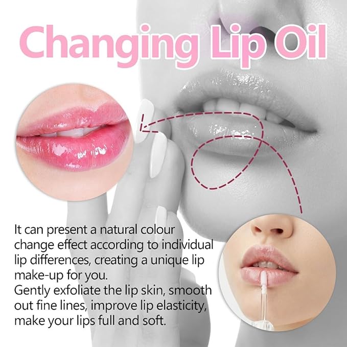 Magic Glitter Color Changing Lip Oil,Moisturizing Lip CareNon-Sticky