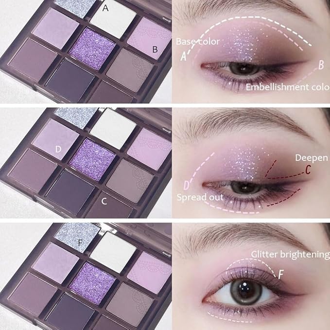 Purple Pink Eyeshadow Eye Shadow Palette Makeup,Violet Lavender Eyeshadow Palette Make Up Highly Pigmented Waterproof Mauve Bright Purple Pink Sparkling Eye Shadow, Long Lasting