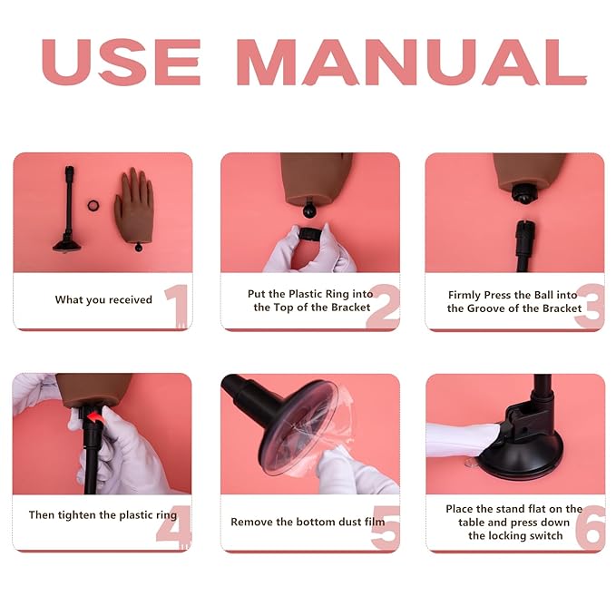 Silicone nail practice hand for