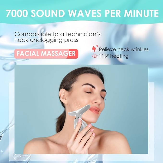 Red-Light-Therapy-for-Face and Neck with 7 Color, Facial Massager for Face and Neck, Face π² culpting Wand (Grey)