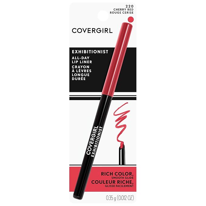 COVERGIRL Exhibitionist Lip Liner, Cherry Red 220, 0.012 Ounce (Pack of 2)
