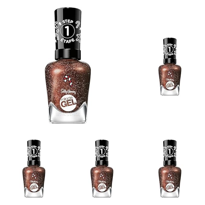 Sally Hansen Miracle Gel™, Holiday Dreams Crumb True, Long Lasting, Gel-Like Formula, No UV Lamp Needed, Brown Glitter Nail Polish (Pack of 5)