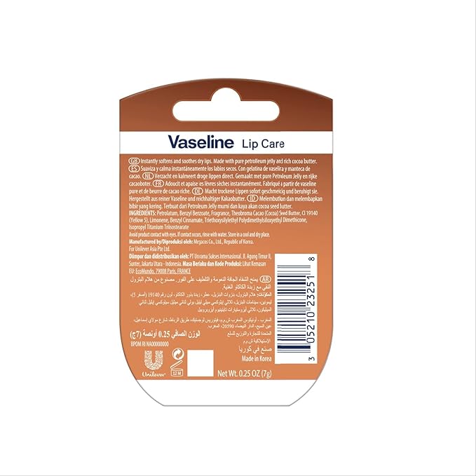 Vaseline Lip Therapy Cocoa Butter.25 oz (Pack of 3)