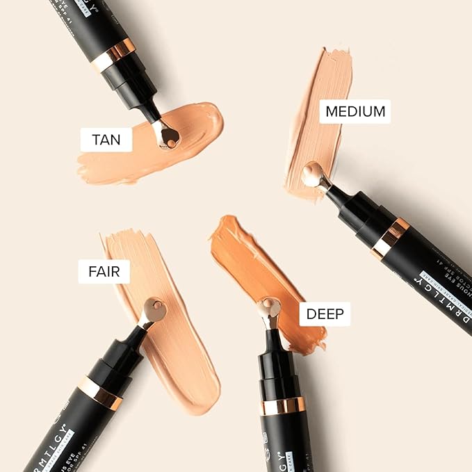 DRMTLGY Luminous Eye Corrector SPF 41, Under Eye Color Corrector for Dark Circles, Anti-Aging Tinted Eye Cream, Hydrating Eye Serum with Peach Undertone FSA/HSA Eligible, Medium