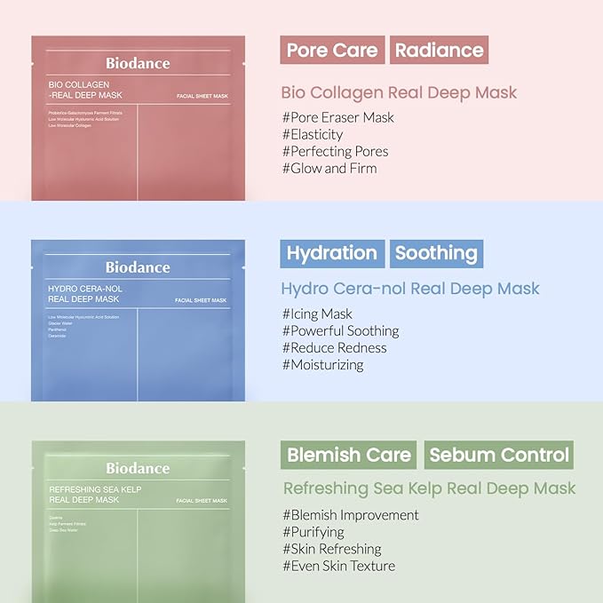 BIODANCE Bio-Collagen Real Deep Mask, Hydrating Overnight Hydrogel Mask, Pore Minimizing, Elasticity Improvement, 34g x4ea