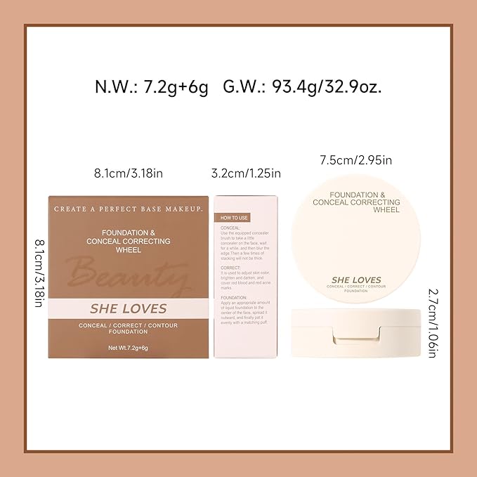 Foundation Concealer Palette with Makeup Sponges & Applicator, Pearl White