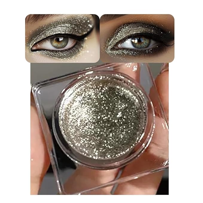 Single Glitter Eyeshadow, Shimmer Eyeshadow Palette, Korean Eye Glitter Makeup, Ultra-Blendable, Sparkle Gold Eye Shadow, Single Shade Metallic Pigmented, (Brown)