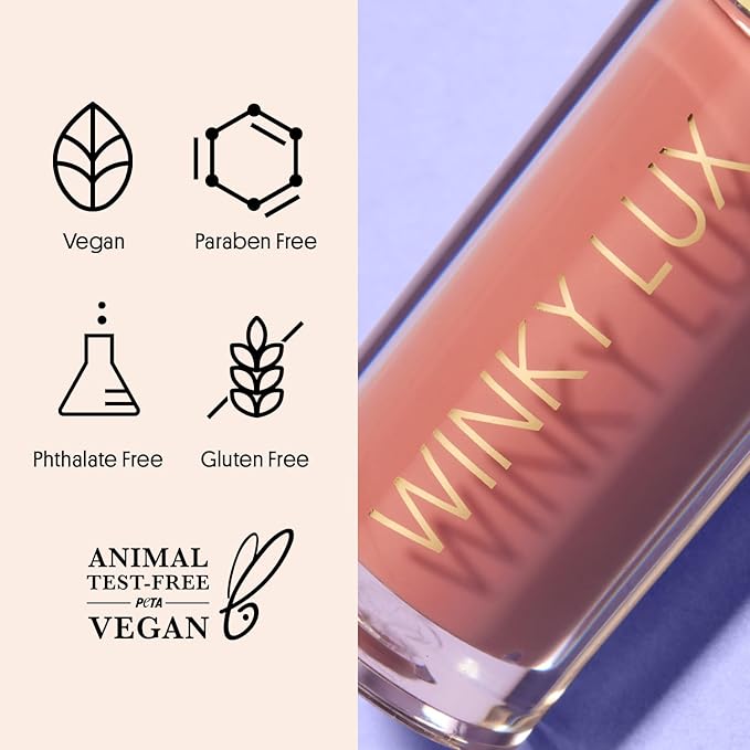 Winky Lux Very There Lip Oil, Hydrating Nude Pink Tint with Jojoba Oil, Non-Sticky Glossy Lip Oil, Tinted Pink Gloss for Juicy Lip, Muse