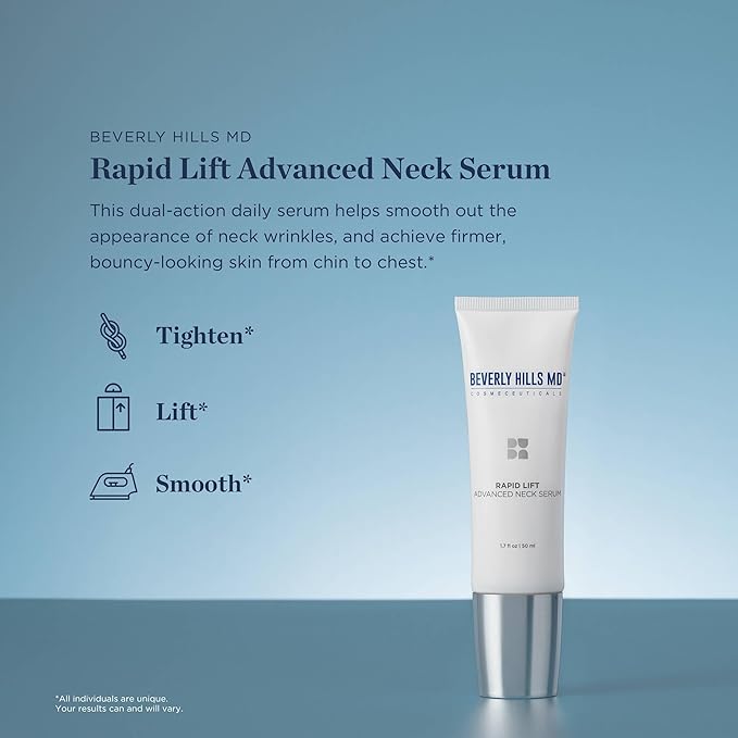 Rapid-Lift Advanced Neck Serum- Reduce Wrinkles & Tone Skin- Anti-Aging Formula for Lifting and Smoothing Sagging Skin on Neck, Chin, & Chest w/Polyphenols- Refreshing Floral Scent