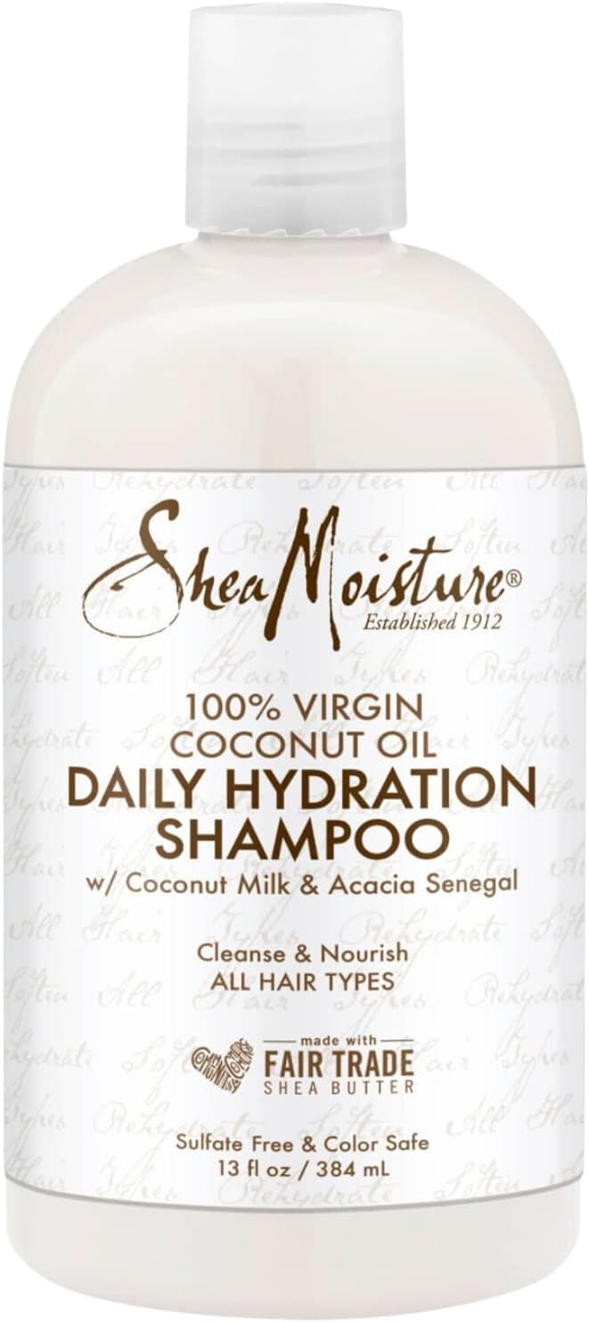 SheaMoisture Virgin Coconut Shampoo, Daily Hydration – Color-Safe Formula with Organic Shea Butter for All Types, Curly Hair Care, 13 Oz