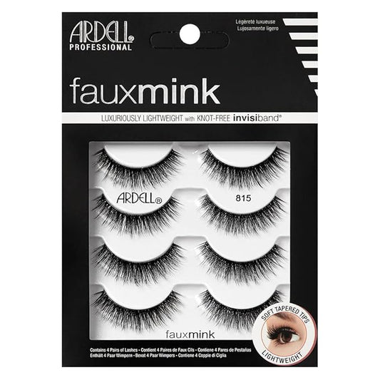 Ardell Faux Mink Lashes 815, Ultra-Soft, Natural Look False Eyelashes, Reusable Strip Lashes, 4 Pairs, 1 Pack
