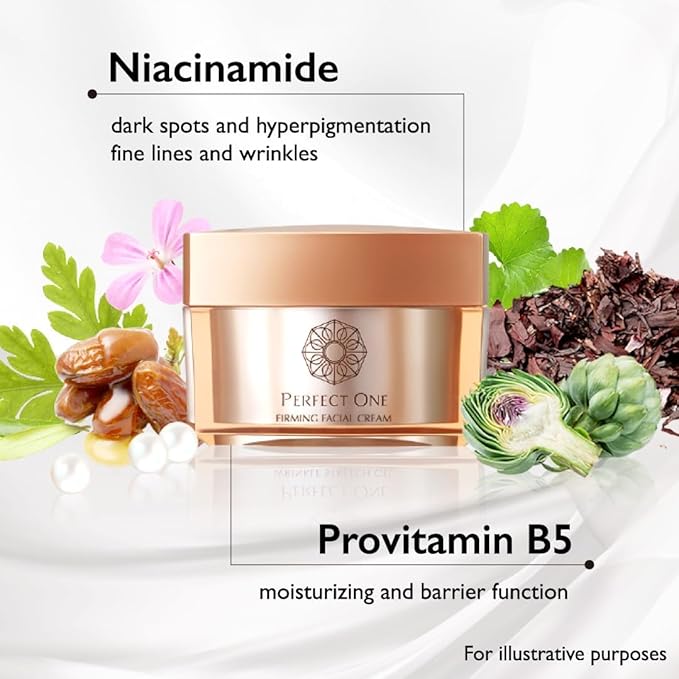 Perfect One Firming Facial Cream with Niacinamide, Collagen, and Hyaluronic Acid – Daily Anti-Aging Cream – 5-in-1: Serum, Moisturizer, Eye Cream, Primer, and Mask for All Skin Types – 1.76 oz