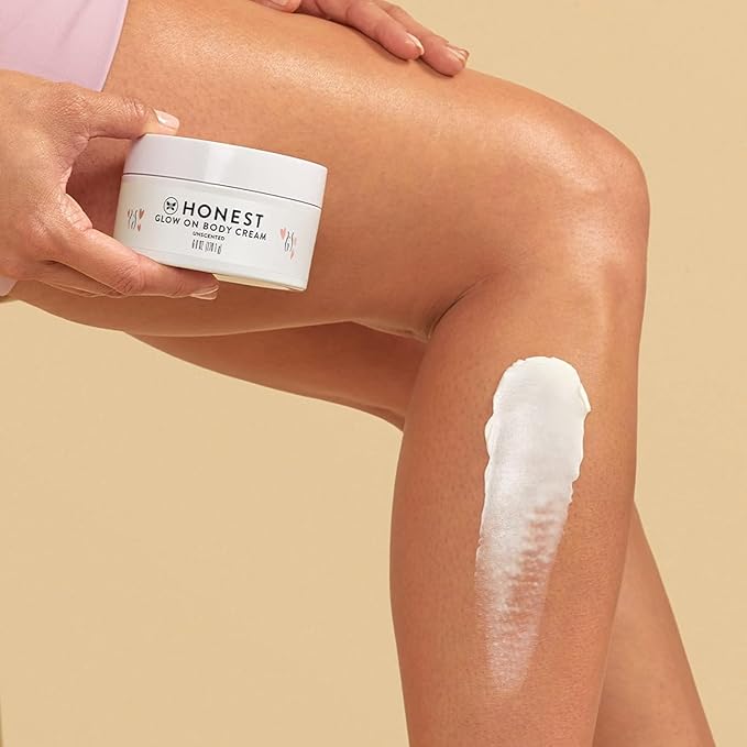 The Honest Company Honest Mama Glow On Body Cream | Hydrates, Firms, + Tightens Skin | Shea Butter, Avocado Oil, Vitamin E | 6 oz