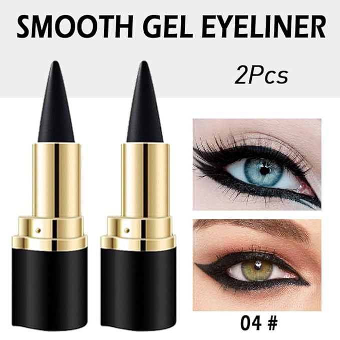 Kaely 2Pcs Gel Eyeliner Pencil, Natural Black Eyeliner Cream for Waterline, Liquid Eye Liner Waterproof Smudge Proof, Black Smoky Eyeshadow Palette Halloween Makeup, delineador de ojos contra el agua